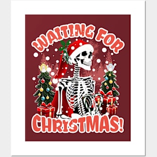 Skeleton Christmas Funny for Xmas Pajamas Skeletons Santa Posters and Art